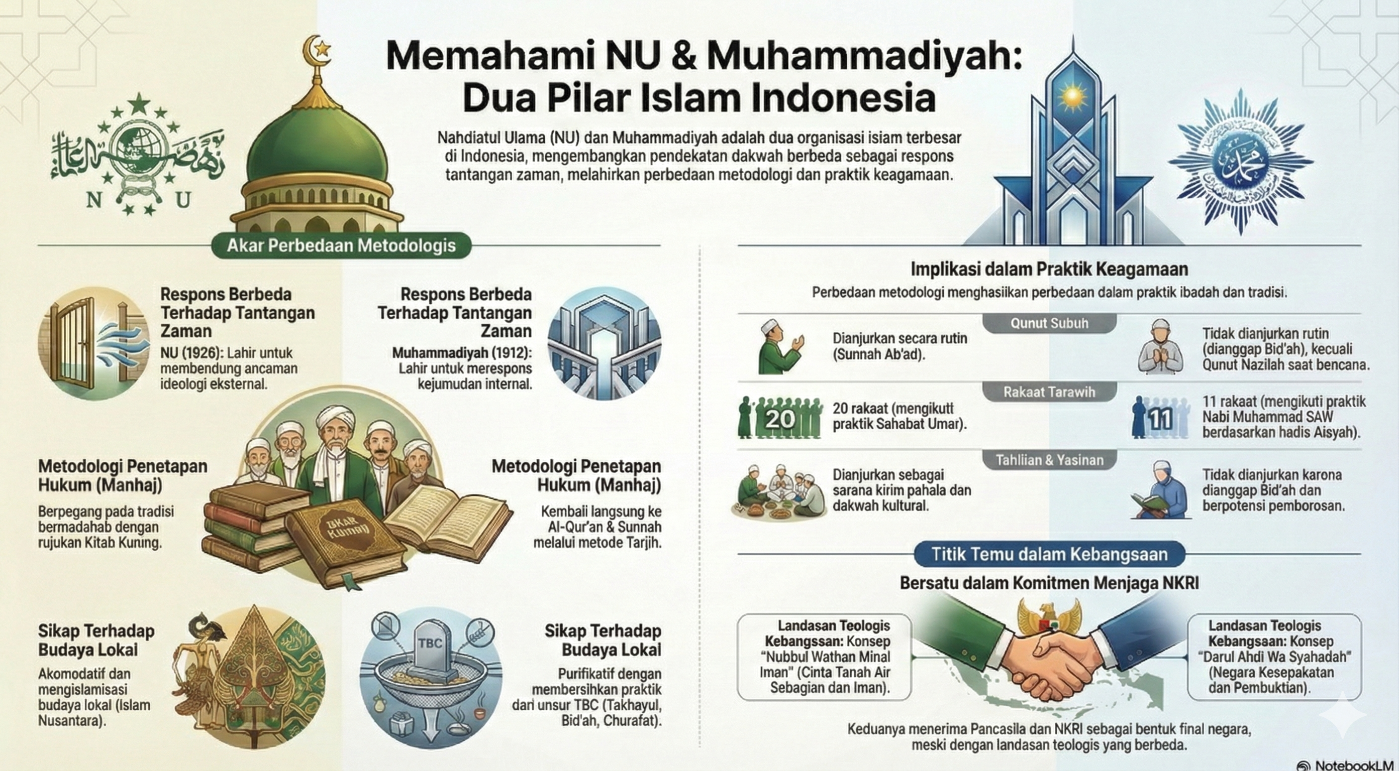 Infografis Perbedaan Metodologi NU dan Muhammadiyah